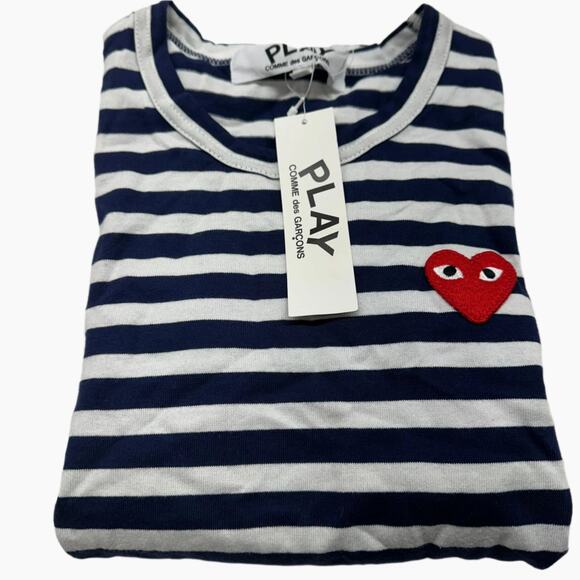 Comme des Garçons PLAY Women's White Striped Long Sleeve T-Shirt - Size XS (New) - Picture 3 of 5